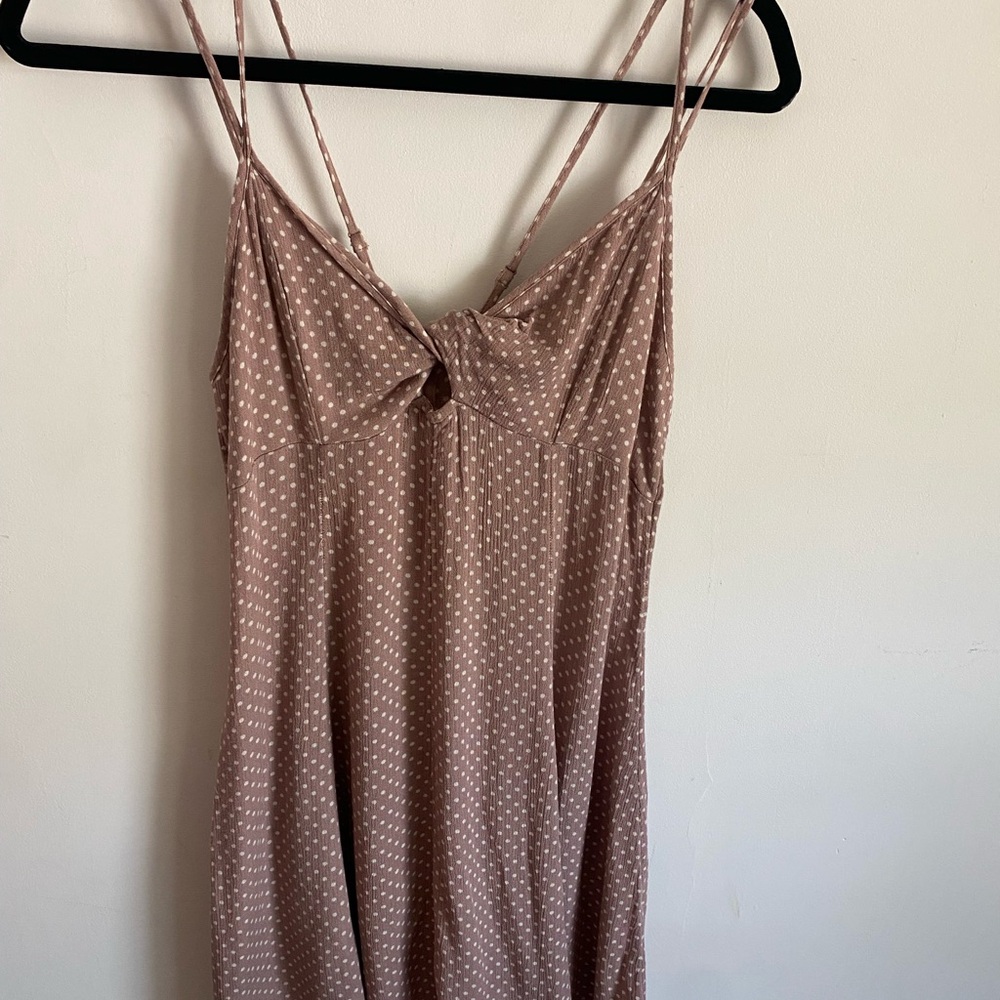 American Eagle Outfitters Brown Polka Dot‎ Double Spaghetti Strap Dress